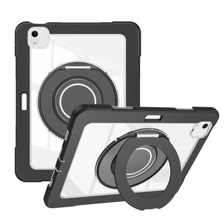For iPad Air 11 2025 / 2024 / 10.9 2022 Crystal Armor PC Hybrid TPU Tablet Case with Pen Slot(Black) - iPad Air 11 2025 / 2024 Cases by buy2fix | Online Shopping UK | buy2fix