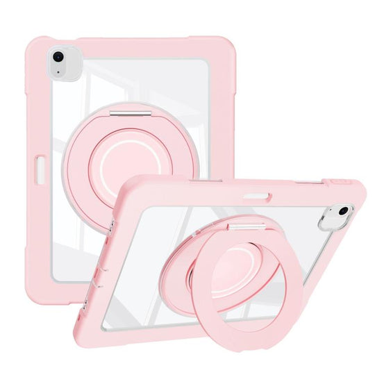 For iPad Air 13 2026 / 2025 / 2024 Crystal Armor PC Hybrid TPU Tablet Case with Pen Slot(Pink)