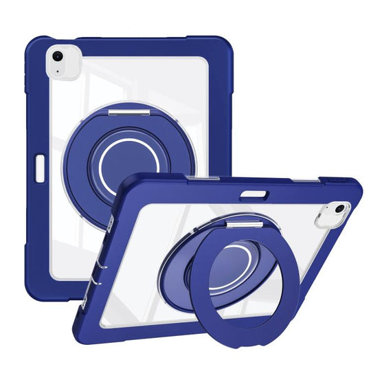 For iPad Air 13 2026 / 2025 / 2024 Crystal Armor PC Hybrid TPU Tablet Case with Pen Slot(Dark Blue)