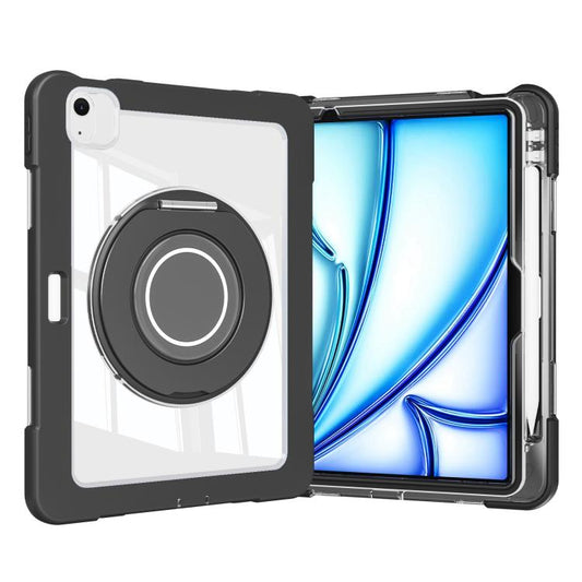 For iPad Air 13 2025 / 2024 Crystal Armor PC Hybrid TPU Tablet Case with Pen Slot(Black) - iPad Pro 12.9 (2022/2021) Cases by buy2fix | Online Shopping UK | buy2fix