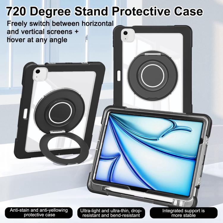 For iPad Air 13 2025 / 2024 Crystal Armor PC Hybrid TPU Tablet Case with Pen Slot(Black) - iPad Pro 12.9 (2022/2021) Cases by buy2fix | Online Shopping UK | buy2fix