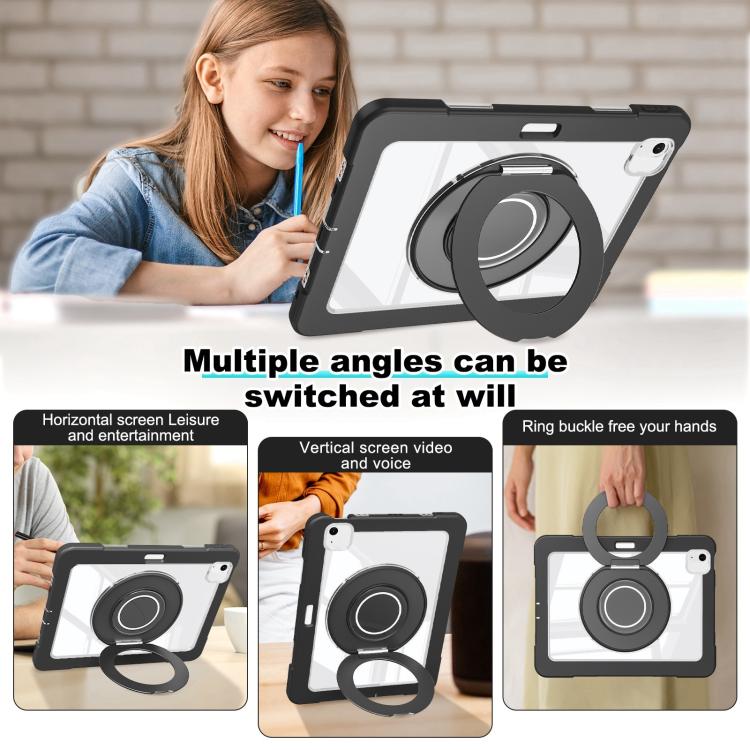 For iPad Air 13 2025 / 2024 Crystal Armor PC Hybrid TPU Tablet Case with Pen Slot(Black) - iPad Pro 12.9 (2022/2021) Cases by buy2fix | Online Shopping UK | buy2fix