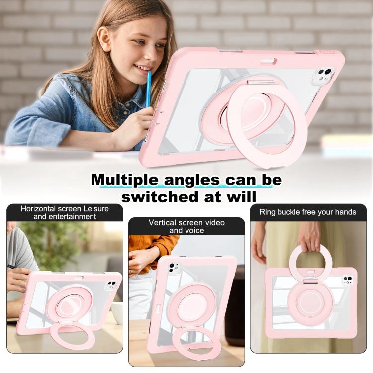 For iPad Pro 13 2024 Crystal Armor PC Hybrid TPU Tablet Case with Pen Slot(Pink) - iPad Pro 13 2024 Cases by buy2fix | Online Shopping UK | buy2fix