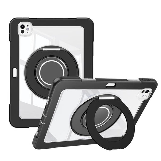 For iPad Pro 13 2024 Crystal Armor PC Hybrid TPU Tablet Case with Pen Slot(Black) - iPad Pro 13 2024 Cases by buy2fix | Online Shopping UK | buy2fix