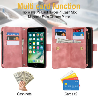 For iPhone 7 / 8 / SE 2022 Dream 9-Card Zipper Wallet RFID Leather Phone Case with Lanyard(Rose Gold) - iPhone SE 2022 / 2020 / 8 / 7 Cases by buy2fix | Online Shopping UK | buy2fix