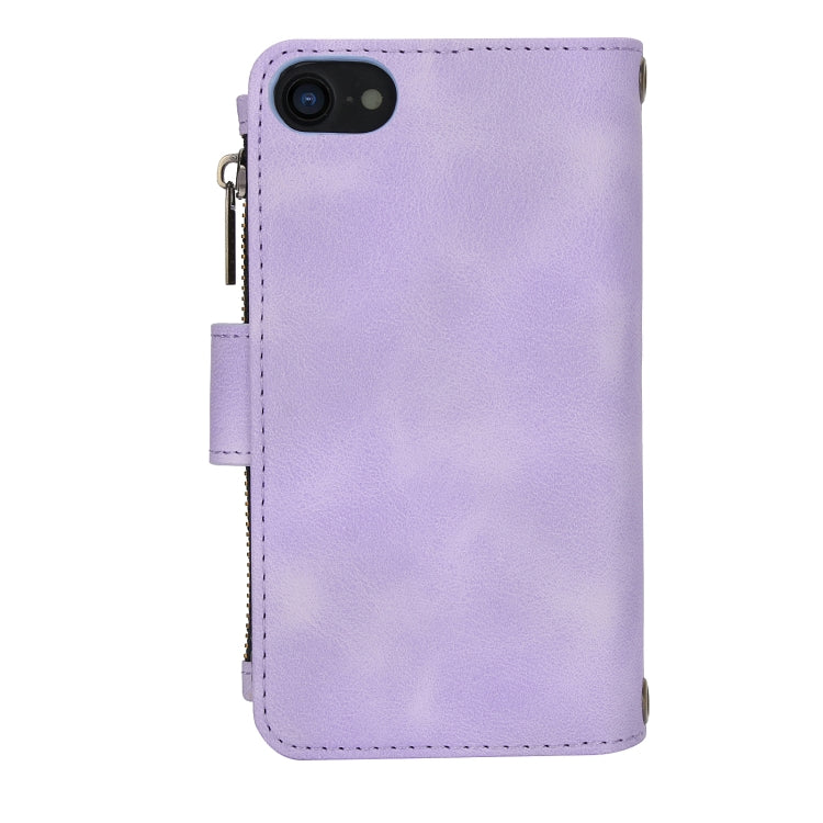 For iPhone 7 / 8 / SE 2022 Dream 9-Card Zipper Wallet RFID Leather Phone Case with Lanyard(Purple) - iPhone SE 2022 / 2020 / 8 / 7 Cases by buy2fix | Online Shopping UK | buy2fix