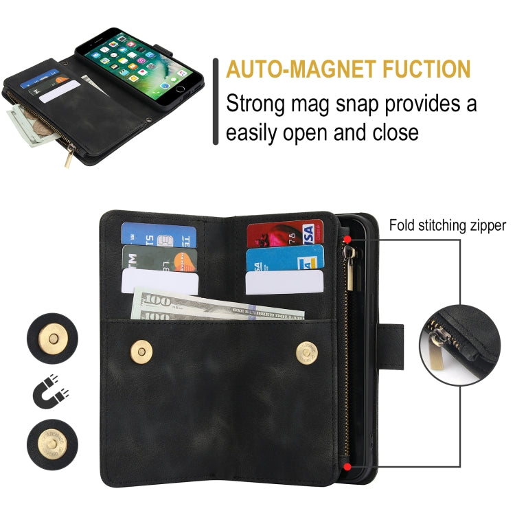 For iPhone 7 / 8 / SE 2022 Dream 9-Card Zipper Wallet RFID Leather Phone Case with Lanyard(Black) - iPhone SE 2022 / 2020 / 8 / 7 Cases by buy2fix | Online Shopping UK | buy2fix