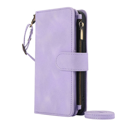 For iPhone 11 Pro Dream 9-Card Zipper Wallet RFID Leather Phone Case with Lanyard(Purple) - iPhone 11 Pro Cases by buy2fix | Online Shopping UK | buy2fix