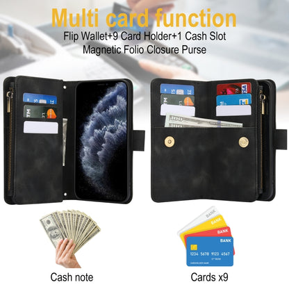 For iPhone 11 Pro Dream 9-Card Zipper Wallet RFID Leather Phone Case with Lanyard(Black) - iPhone 11 Pro Cases by buy2fix | Online Shopping UK | buy2fix