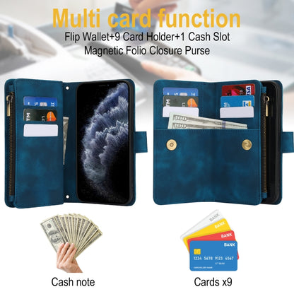 For iPhone 11 Pro Max Dream 9-Card Zipper Wallet RFID Leather Phone Case with Lanyard(Blue) - iPhone 11 Pro Max Cases by buy2fix | Online Shopping UK | buy2fix