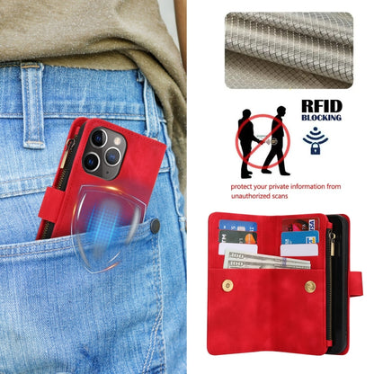 For iPhone 11 Pro Max Dream 9-Card Zipper Wallet RFID Leather Phone Case with Lanyard(Red) - iPhone 11 Pro Max Cases by buy2fix | Online Shopping UK | buy2fix