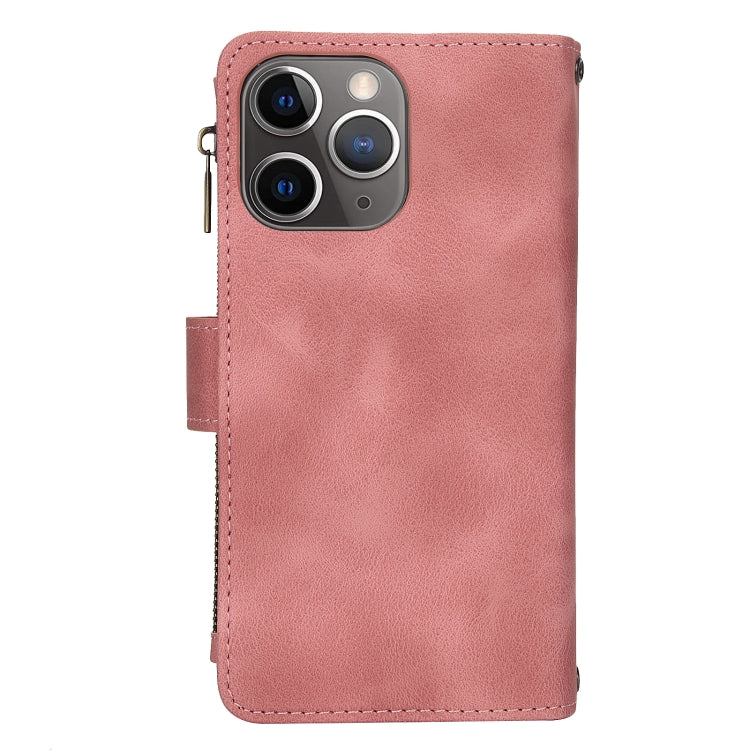 For iPhone 11 Pro Max Dream 9-Card Zipper Wallet RFID Leather Phone Case with Lanyard(Rose Gold) - iPhone 11 Pro Max Cases by buy2fix | Online Shopping UK | buy2fix