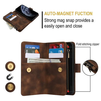For iPhone 11 Pro Max Dream 9-Card Zipper Wallet RFID Leather Phone Case with Lanyard(Brown) - iPhone 11 Pro Max Cases by buy2fix | Online Shopping UK | buy2fix