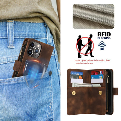 For iPhone 11 Pro Max Dream 9-Card Zipper Wallet RFID Leather Phone Case with Lanyard(Brown) - iPhone 11 Pro Max Cases by buy2fix | Online Shopping UK | buy2fix