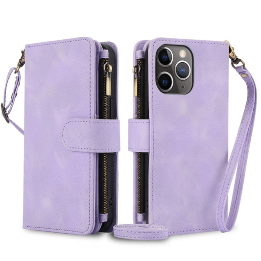 For iPhone 11 Pro Max Dream 9-Card Zipper Wallet RFID Leather Phone Case with Lanyard(Purple) - iPhone 11 Pro Max Cases by buy2fix | Online Shopping UK | buy2fix