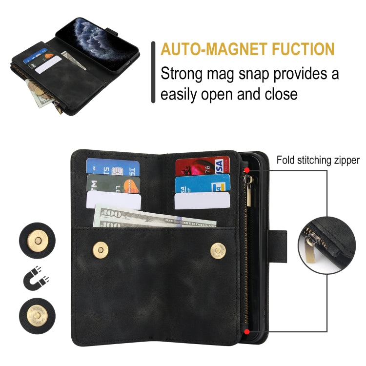 For iPhone 11 Pro Max Dream 9-Card Zipper Wallet RFID Leather Phone Case with Lanyard(Black) - iPhone 11 Pro Max Cases by buy2fix | Online Shopping UK | buy2fix