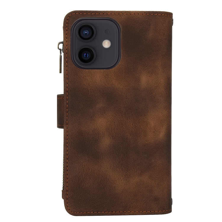 For iPhone 12 Dream 9-Card Zipper Wallet RFID Leather Phone Case with Lanyard(Brown) - iPhone 12 / 12 Pro Cases by buy2fix | Online Shopping UK | buy2fix