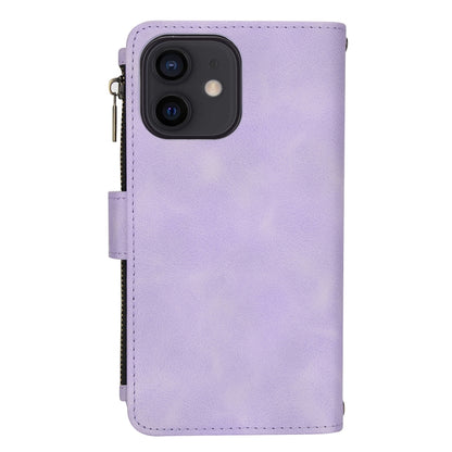 For iPhone 12 Dream 9-Card Zipper Wallet RFID Leather Phone Case with Lanyard(Purple) - iPhone 12 / 12 Pro Cases by buy2fix | Online Shopping UK | buy2fix