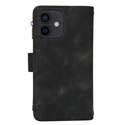 For iPhone 12 Dream 9-Card Zipper Wallet RFID Leather Phone Case with Lanyard(Black) - iPhone 12 / 12 Pro Cases by buy2fix | Online Shopping UK | buy2fix