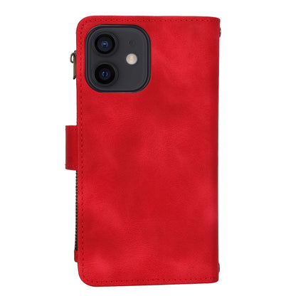 For iPhone 12 mini Dream 9-Card Zipper Wallet RFID Leather Phone Case with Lanyard(Red) - iPhone 12 mini Cases by buy2fix | Online Shopping UK | buy2fix