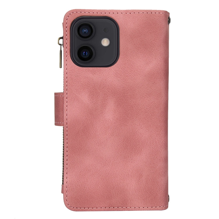 For iPhone 12 mini Dream 9-Card Zipper Wallet RFID Leather Phone Case with Lanyard(Rose Gold) - iPhone 12 mini Cases by buy2fix | Online Shopping UK | buy2fix