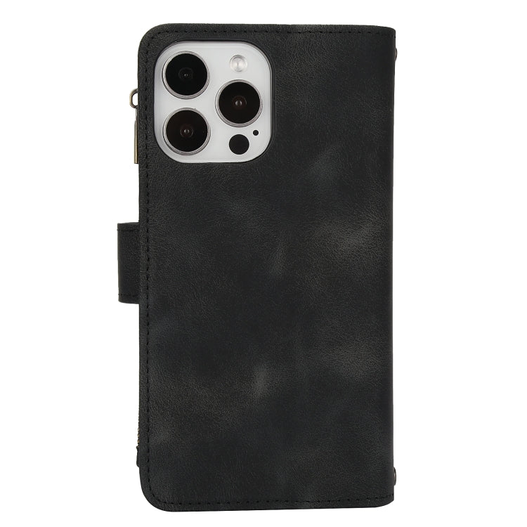 For iPhone 12 Pro Dream 9-Card Zipper Wallet RFID Leather Phone Case with Lanyard(Black) - iPhone 12 / 12 Pro Cases by buy2fix | Online Shopping UK | buy2fix