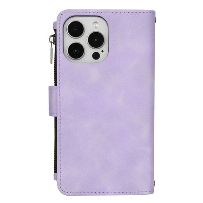 For iPhone 12 Pro Max Dream 9-Card Zipper Wallet RFID Leather Phone Case with Lanyard(Purple) - iPhone 12 Pro Max Cases by buy2fix | Online Shopping UK | buy2fix