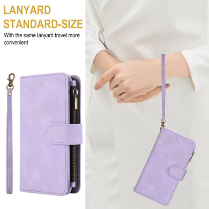 For iPhone 13 mini Dream 9-Card Zipper Wallet RFID Leather Phone Case with Lanyard(Purple) - iPhone 13 mini Cases by buy2fix | Online Shopping UK | buy2fix
