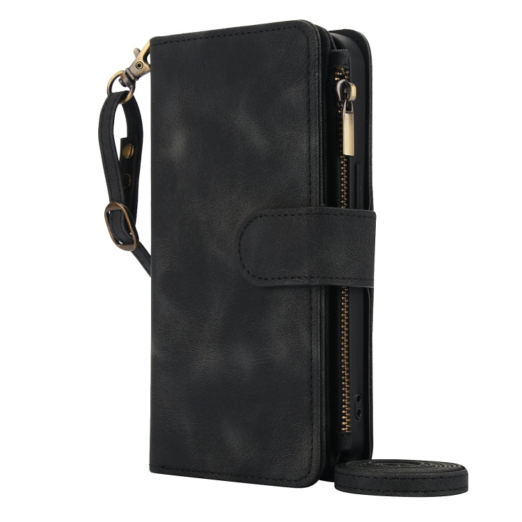 For iPhone 13 mini Dream 9-Card Zipper Wallet RFID Leather Phone Case with Lanyard(Black) - iPhone 13 mini Cases by buy2fix | Online Shopping UK | buy2fix