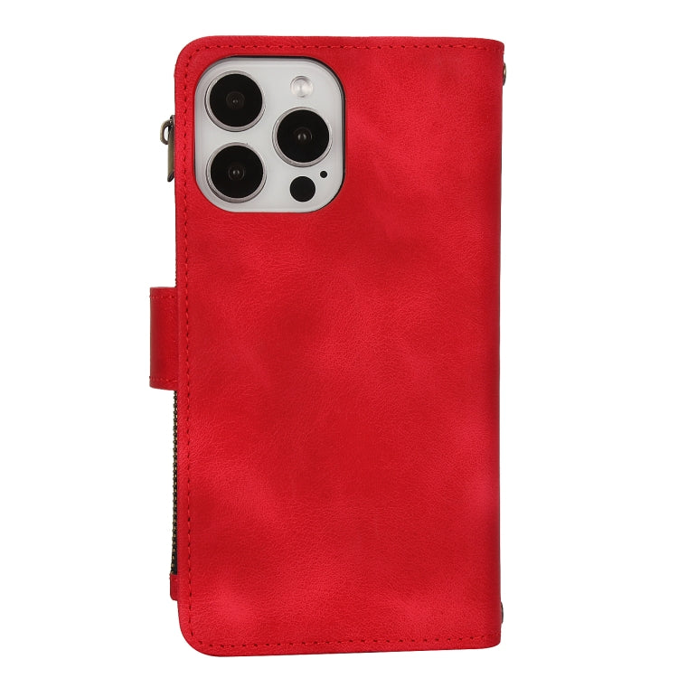 For iPhone 13 Pro Dream 9-Card Zipper Wallet RFID Leather Phone Case with Lanyard(Red) - iPhone 13 Pro Cases by buy2fix | Online Shopping UK | buy2fix