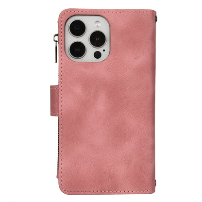 For iPhone 13 Pro Dream 9-Card Zipper Wallet RFID Leather Phone Case with Lanyard(Rose Gold) - iPhone 13 Pro Cases by buy2fix | Online Shopping UK | buy2fix