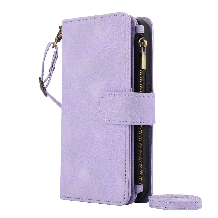 For iPhone 13 Pro Max Dream 9-Card Zipper Wallet RFID Leather Phone Case with Lanyard(Purple) - iPhone 13 Pro Max Cases by buy2fix | Online Shopping UK | buy2fix