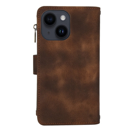 For iPhone 14 Plus Dream 9-Card Zipper Wallet RFID Leather Phone Case with Lanyard(Brown) - iPhone 14 Plus Cases by buy2fix | Online Shopping UK | buy2fix