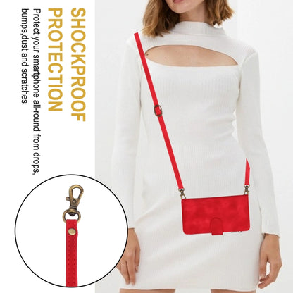 For iPhone 14 Pro Dream 9-Card Zipper Wallet RFID Leather Phone Case with Lanyard(Red) - iPhone 14 Pro Cases by buy2fix | Online Shopping UK | buy2fix