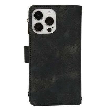 For iPhone 14 Pro Dream 9-Card Zipper Wallet RFID Leather Phone Case with Lanyard(Black) - iPhone 14 Pro Cases by buy2fix | Online Shopping UK | buy2fix