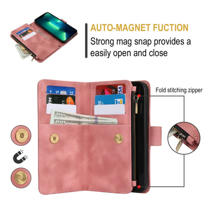 For iPhone 14 Pro Max Dream 9-Card Zipper Wallet RFID Leather Phone Case with Lanyard(Rose Gold) - iPhone 14 Pro Max Cases by buy2fix | Online Shopping UK | buy2fix