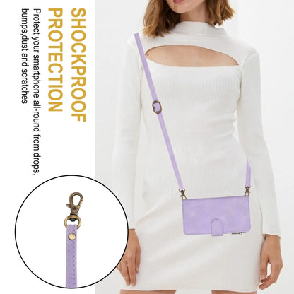 For iPhone 15 Plus Dream 9-Card Zipper Wallet RFID Leather Phone Case with Lanyard(Purple) - iPhone 15 Plus Cases by buy2fix | Online Shopping UK | buy2fix