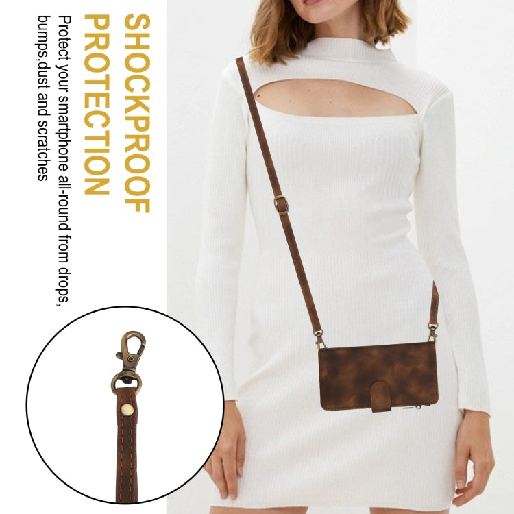 For iPhone 16 Dream 9-Card Zipper Wallet RFID Leather Phone Case with Lanyard(Brown) by buy2fix