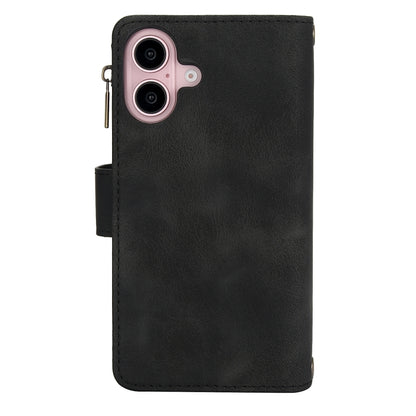 For iPhone 16 Dream 9-Card Zipper Wallet RFID Leather Phone Case with Lanyard(Black) by buy2fix