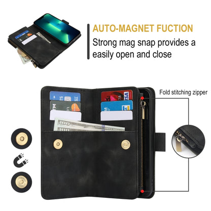 For iPhone 16 Pro Max Dream 9-Card Zipper Wallet RFID Leather Phone Case with Lanyard(Black) - iPhone 16 Pro Max Cases by buy2fix | Online Shopping UK | buy2fix