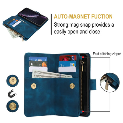 For iPhone XR Dream 9-Card Zipper Wallet RFID Leather Phone Case with Lanyard(Blue) - More iPhone Cases by buy2fix | Online Shopping UK | buy2fix