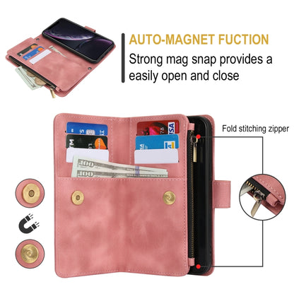 For iPhone XR Dream 9-Card Zipper Wallet RFID Leather Phone Case with Lanyard(Rose Gold) - More iPhone Cases by buy2fix | Online Shopping UK | buy2fix