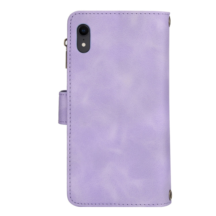 For iPhone XR Dream 9-Card Zipper Wallet RFID Leather Phone Case with Lanyard(Purple) - More iPhone Cases by buy2fix | Online Shopping UK | buy2fix