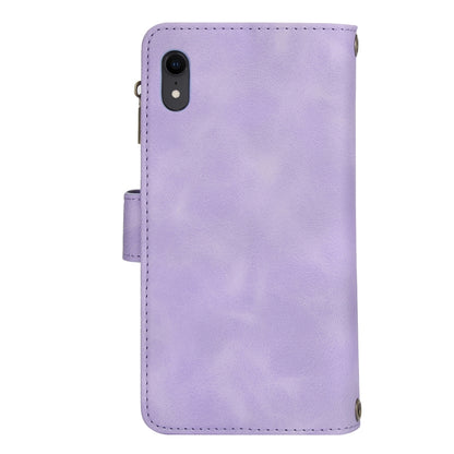 For iPhone XR Dream 9-Card Zipper Wallet RFID Leather Phone Case with Lanyard(Purple) - More iPhone Cases by buy2fix | Online Shopping UK | buy2fix