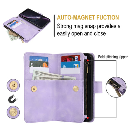 For iPhone XR Dream 9-Card Zipper Wallet RFID Leather Phone Case with Lanyard(Purple) - More iPhone Cases by buy2fix | Online Shopping UK | buy2fix