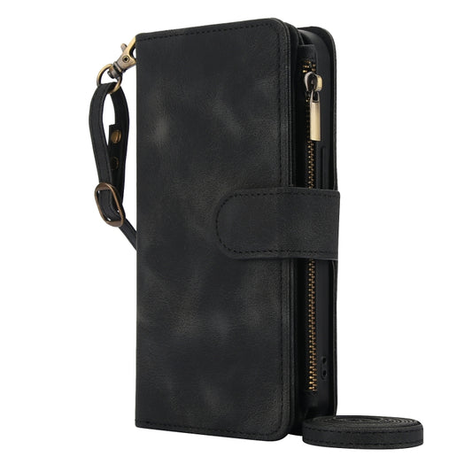 For iPhone XR Dream 9-Card Zipper Wallet RFID Leather Phone Case with Lanyard(Black) - More iPhone Cases by buy2fix | Online Shopping UK | buy2fix