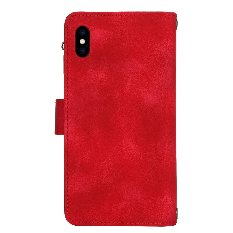 For iPhone XS / X Dream 9-Card Zipper Wallet RFID Leather Phone Case with Lanyard(Red) - More iPhone Cases by buy2fix | Online Shopping UK | buy2fix