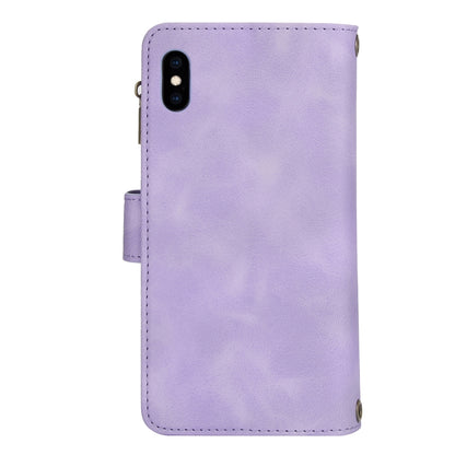 For iPhone XS Max Dream 9-Card Zipper Wallet RFID Leather Phone Case with Lanyard(Purple) - More iPhone Cases by buy2fix | Online Shopping UK | buy2fix