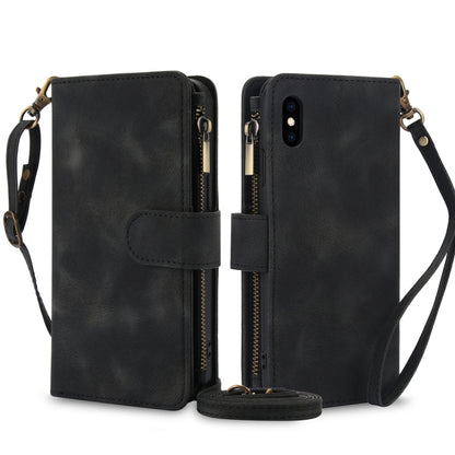 For iPhone XS Max Dream 9-Card Zipper Wallet RFID Leather Phone Case with Lanyard(Black) - More iPhone Cases by buy2fix | Online Shopping UK | buy2fix