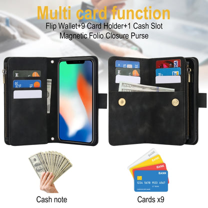For iPhone XS Max Dream 9-Card Zipper Wallet RFID Leather Phone Case with Lanyard(Black) - More iPhone Cases by buy2fix | Online Shopping UK | buy2fix